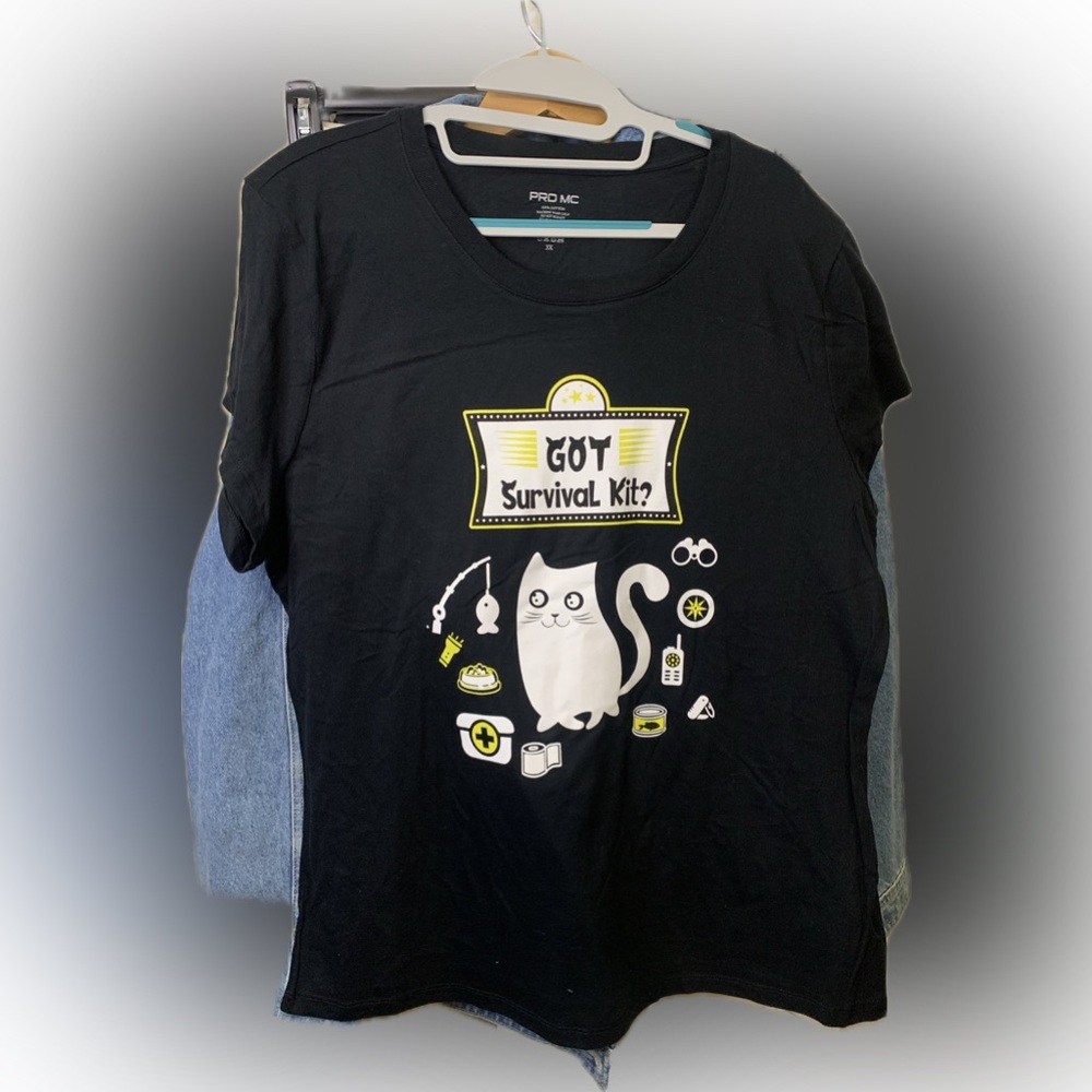 Black Cat Survival Graphic T-Shirt